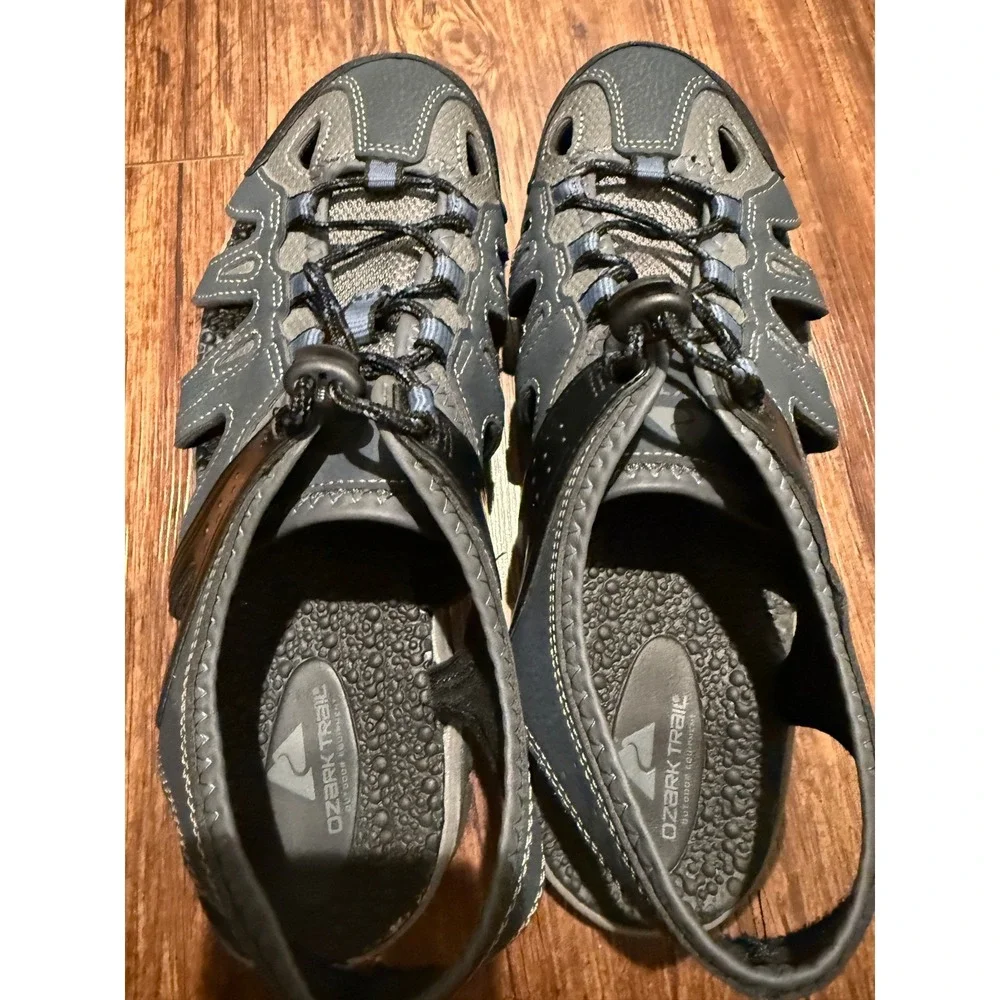 Ozark Trail Mens Fisherman‎ Sandals Blue Gray Water Sport Outdoor Size 10 Hiking
